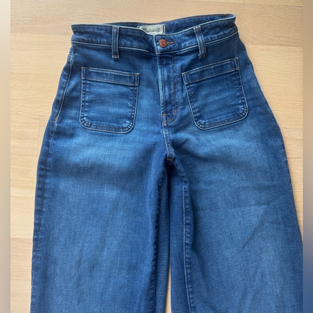 Madewell Curvy Emmett Wide-Leg Patch Pocket Jeans High Rise Size 27 Petite - Picture 3 of 9